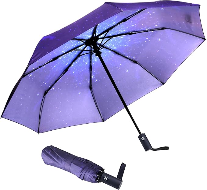 NPCQUN Travel Essentials Umbrella Windproof Compact Collapsible Light, Automatic, Strong and Portable, Wind Resistant Folding Small Umbrella for Rain