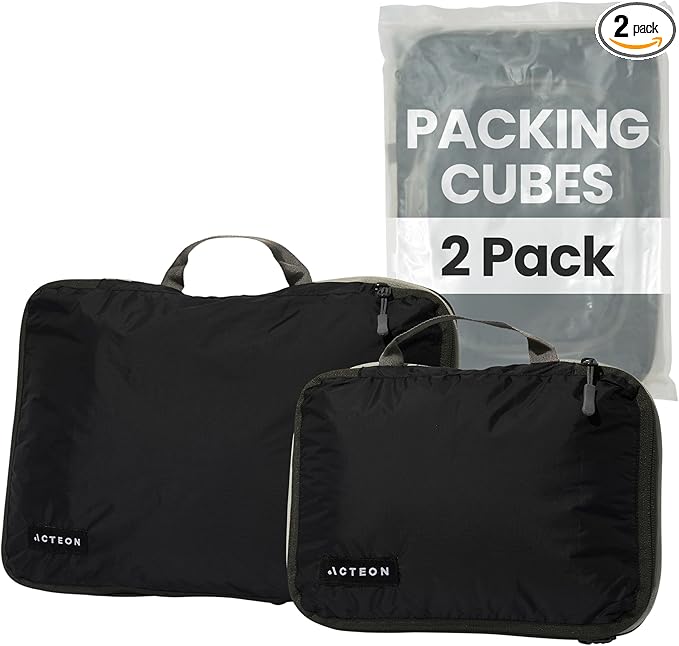 Acteon Compression Packing Cubes - 2 Pack Clean Dirty Separate Zipper - Lightweight Travel Packing Cubes for Luggage - Suitcase Organizer Travel Cubes - Large Small Laundry for Clothes Shoes Makeup