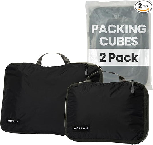Acteon Compression Packing Cubes - 2 Pack Clean Dirty Separate Zipper - Lightweight Travel Packing Cubes for Luggage - Suitcase Organizer Travel Cubes - Large Small Laundry for Clothes Shoes Makeup