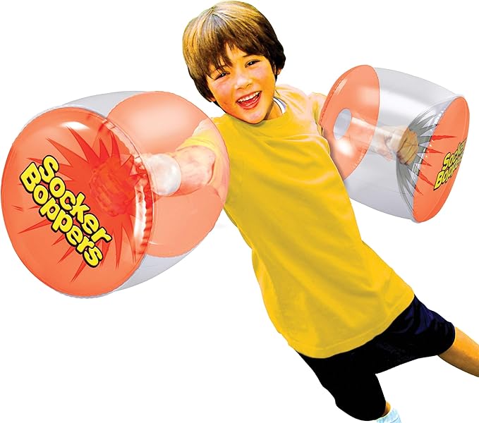 Socker Boppers Inflatable Boxing Pillows - One Pair Boppers – Clear, Box and Bop, Durable Vinyl, Active Outlet that aids in Agility, Balance and Coordination, Safe Fun Indoor or Out, Great Gift