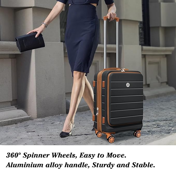 Classic Light Weight Hardside Expandable Spinner Wheels Luggage Suitcase W/TSA Lock,3 Piece Set,Black Brown