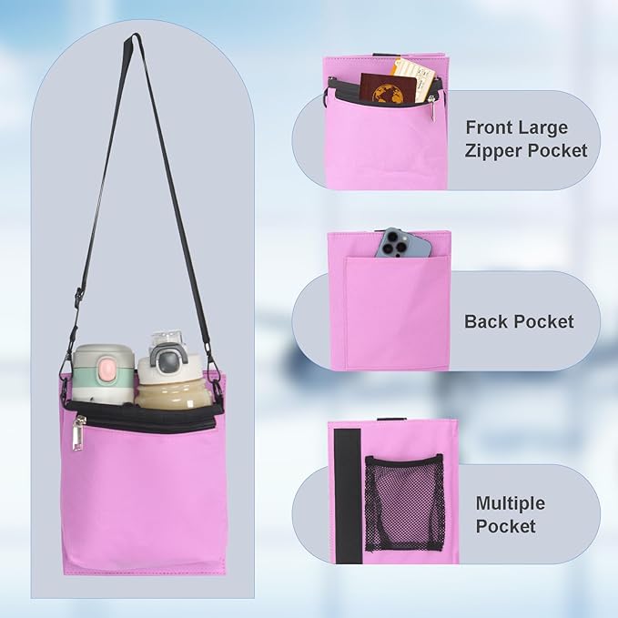 Bokelai Luggage Travel Cup Holder with Straps for Add a Bag Hands-Free Suitcases Drink Carrier Beverage Caddy Travel Accessories for Flight Attendants Travelers Pink