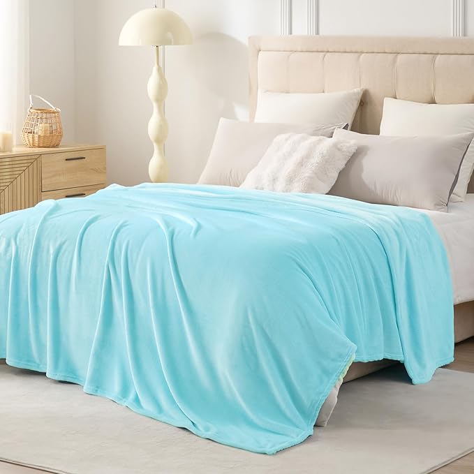 Hansleep Fleece Robin Egg Blue Twin Blanket, Super Soft Flannel Fuzzy Plush Cozy Blanket for All Seasons, Robin Egg Blue, Twin 60x80 Inches