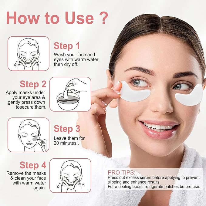LAVONE Eye Mask - 30 Pairs Milk Under Eye Patches Skin Care Products - Eye Masks Skincare for Dark Circles and Puffiness, Reduce Wrinkles, Eye Bags and Fine Lines, for Women and Man - White