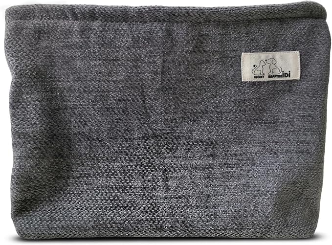 HAPPYHEIDI Large Gray Velvet Makeup Bag with Compartment Cosmetic Toiletry Travel Pouch,Purse Accessory Organizer, Canvas Lined