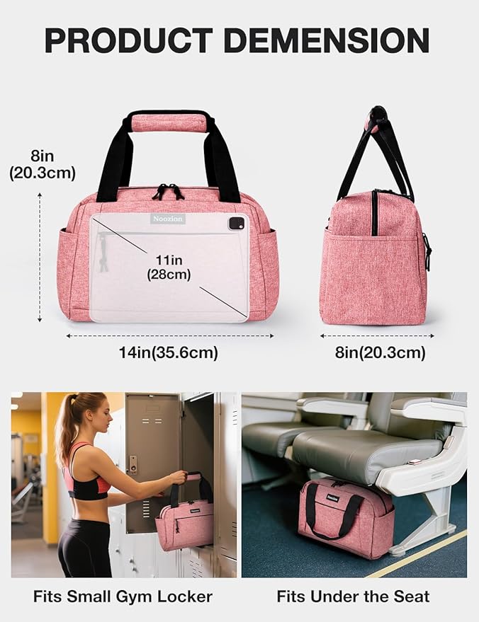 Noozion 14 inch Small Gym Bag for Women & Men, Lightweight Carry On Mini Duffle Bag with Multiple Pockets, Sports Bag for Travel and Workout.