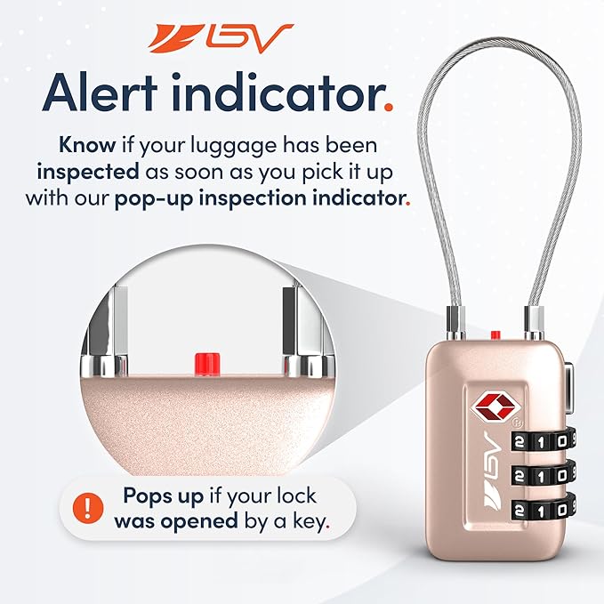 TSA Accepted Luggage Travel Lock, Set-Your-Own Combination Lock for School Gym Locker, Luggage Suitcase Baggage Locks, Filing Cabinets, Toolbox, Case (Titanium, 1 Pack)