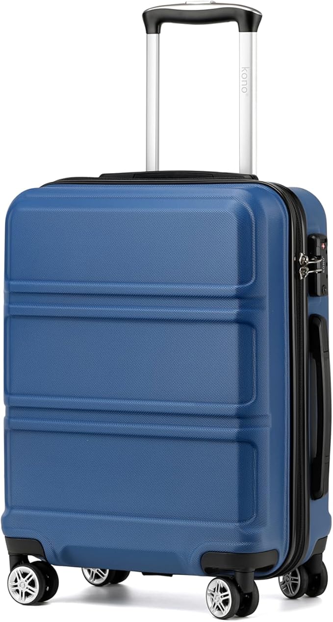 Kono 20" Carry on Luggage with Spinner Wheel TSA Lock, Lightweight PC+ABS Hardside Luggage Durable Small Carry on Suitcase Navy