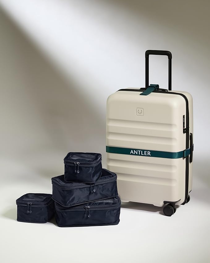 ANTLER - Compression Packing Cubes for Travel, Luggage Organiser for Suitcases or Bags, Travel Accessories, Set of 4, Navy Blue