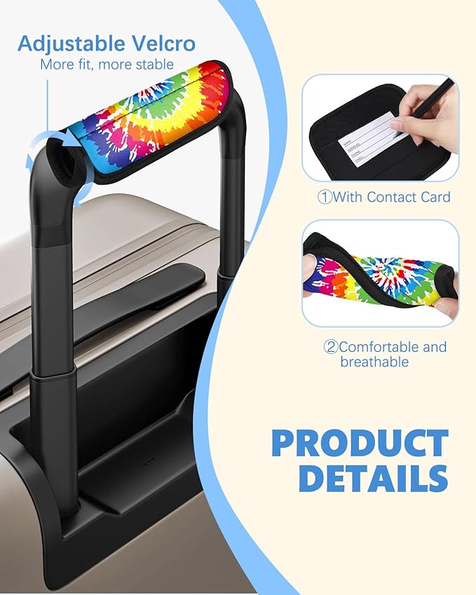 Slohif Luggage Handle Wrap 3Pcs Suitcase Identifier - Bag Strap Cover For Bogg Travel Accessories Easy Identification Bright Marker Sleeve Grips Comfort Neoprene Concealed Tag For Airport Rainbow