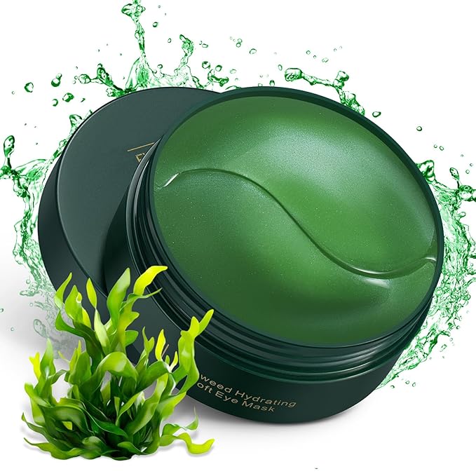 LAVONE Eye Mask - 30 Pairs Seaweed Under Eye Patches Skin Care Products - Eye Masks Skincare for Dark Circles and Puffiness, Reduce Wrinkles, Eye Bags and Fine Lines, for Women and Man - Dark Green