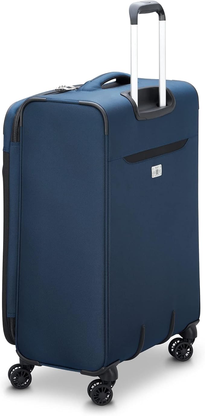 DELSEY PARIS Sky Max 2.0 Softside Expandable Luggage with Spinner Wheels, Blue, Checked-Medium, 24 Inch