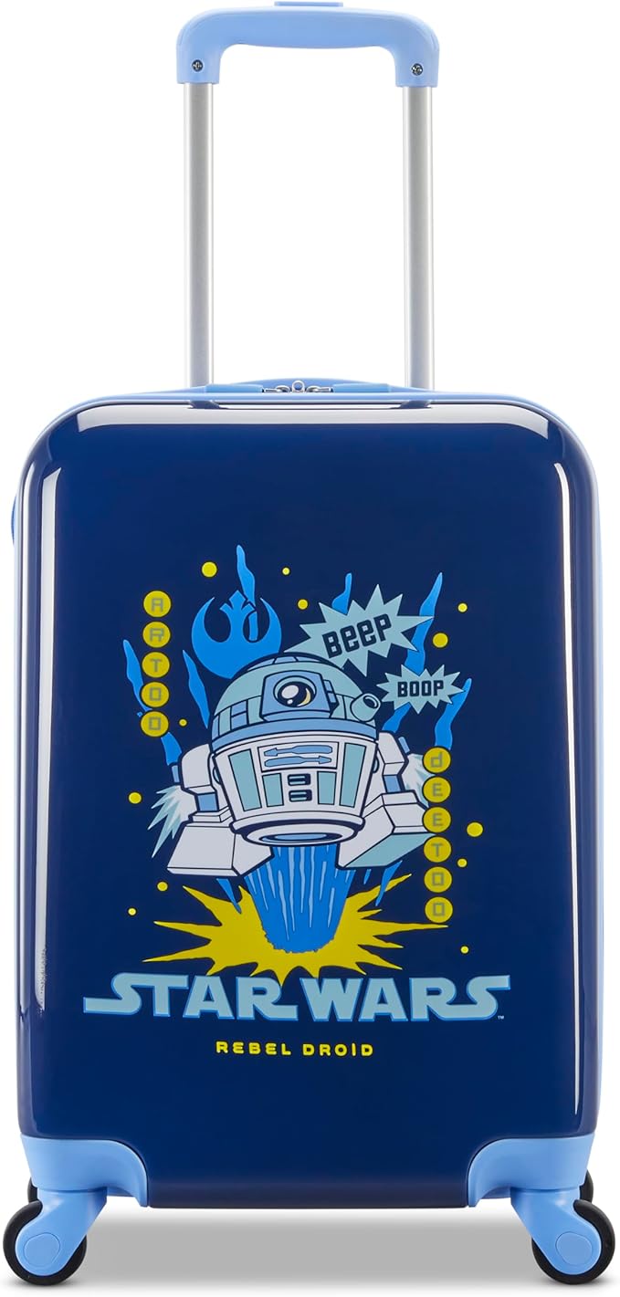 American Tourister Star Wars R2-D2 Carry-On Luggage - Airline Approved, Durable Hardshell with Favorite Rebel Droid - Roll Confidentially with Spinner Wheels & Colorful Adjustable Handle