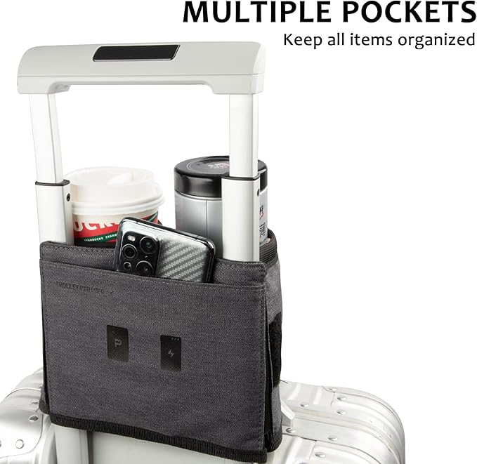 riemot Luggage Travel Cup Holder Free Hand Drink Caddy - Hold Two Coffee Mugs - Fits Roll on Most Suitcase Handles - Gifts for Flight Attendants &Frequent Travelers Accessories Grey