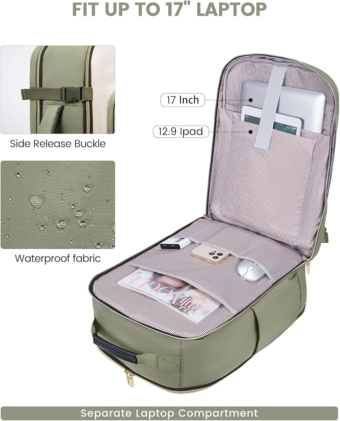 LOVEVOOK 50L Travel Backpack for Women & Men, Airline Approved Carry On Luggage with 3 Packing Cubes, TSA Overnight Bags, Waterproof Personal Item Bag, Weekender Essentials Backpacks fits 17" Laptop
