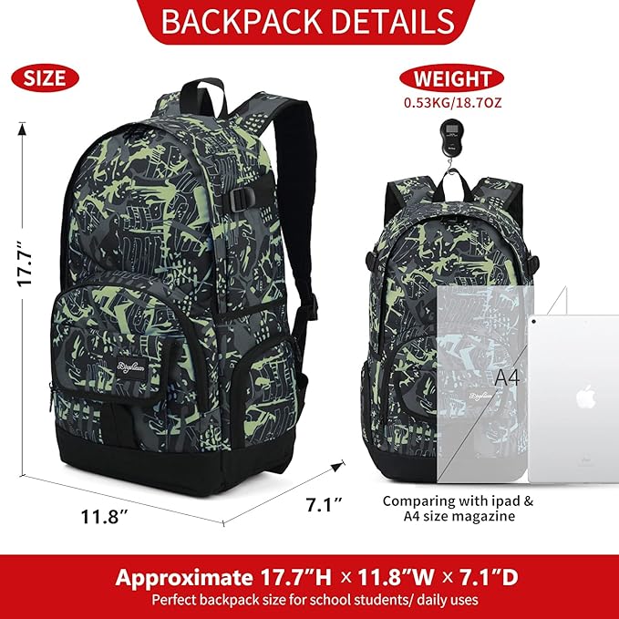 rickyh style School Backpack Travel Bag for Men & Women Lightweight College Back Pack with Laptop Compartmen
