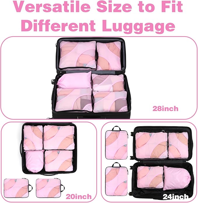 6 Set Compression Packing Cubes, Expandable Large Packing Cubes for Suitcases and Backpack, Compression Suitcase Organizers with Shoe Bag for Travel