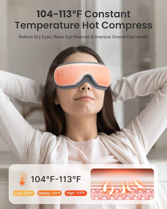 RENPHO Smart Eye Massager with App Control, Mothers Day Gifts Birthday for Mom Her, FSA Eligible HSA Eye Mask with Heat, Bluetooth Music for Migraine Relief, Dry Eyes Relax for Men Dad Eyeris 1