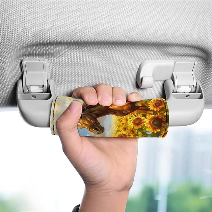 BIGCARJOB Horse Sunflower Luggage Handle Wraps for Suitcase Set of 2 Pcs Cute Luggage Tags Travel Accessories Door Handle Protection Sleeve Covers,Car Grab Handle Wraps