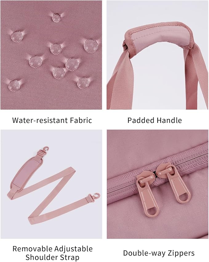 WANDF Travel Duffel Bag with Wet Pocket & Shoe Compartment, 18x14x8 Personal Item Bag with USB Charging Port, Water-Resistant Gym Weekender Overnight Carry-on for Women Men (Pink)
