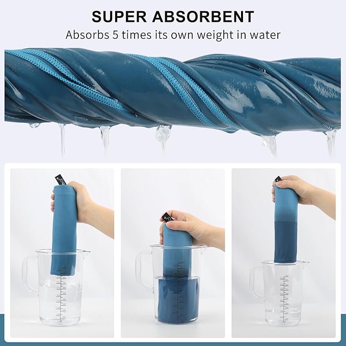 Rainleaf Microfiber Towel Perfect Travel & Gym & Camping Towel. Quick Dry - Super Absorbent - Ultra Compact - Lightweight. Suitable for Trip, Beach, Shower, Backpacking, Pool