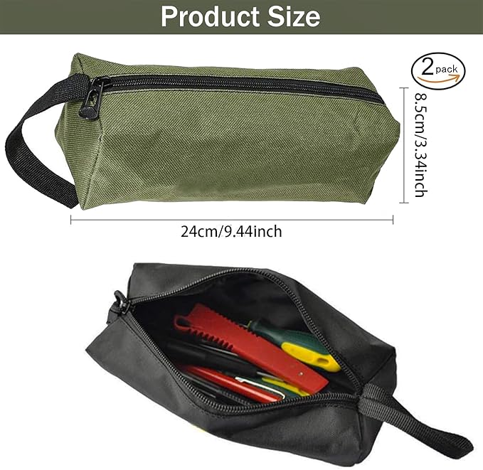 Tool Pouch Bag 2 Pcs Canvas Tool Pouch,Multi-Purpose Tool Bags, Multi-Purpose Small Zipper Tool Pouchs,Screwdriver Tool Bag Set for Organizer Storage Various Electrician Tools