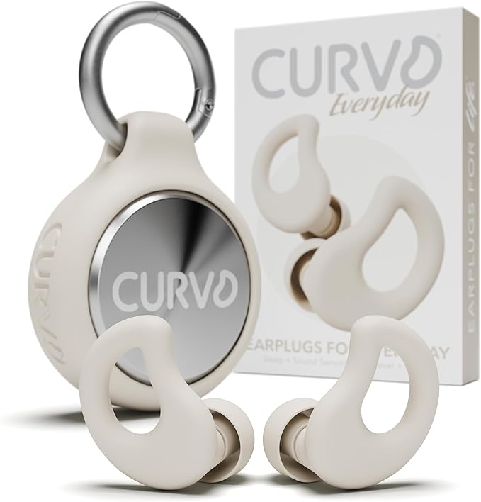 CURVD Everyday Earplugs + Case Clip Bundle, The Perfect earplug for Sleep, Travel, Noise Sensitivity/canceling + Case Clip Package Portable Waterproof Container & Silicone Sleeve for Ear Plugs(Honey)