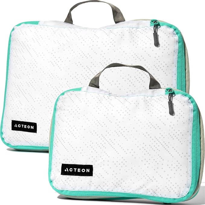 Acteon Compression Packing Cubes - 2 Pack Clean Dirty Separate Zipper - Lightweight Travel Packing Cubes for Luggage - Suitcase Organizer Travel Cubes - Large Small Laundry for Clothes Shoes Makeup