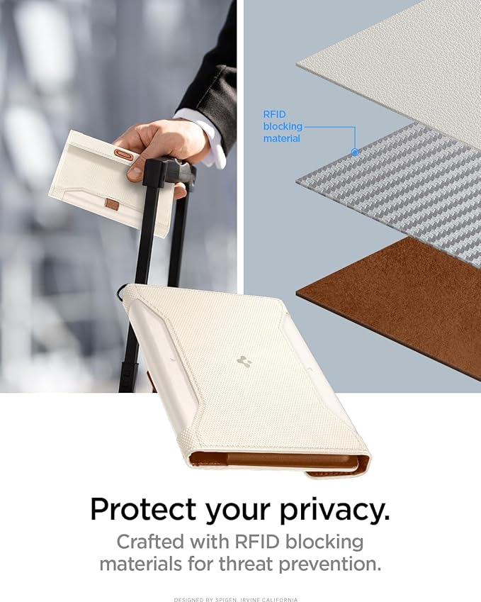 Spigen Life for Passport Card Cover Holder with RFID Blocking Technology Wallet Travel Documents Organizer Protector Accessories, SIM Card Pin Included