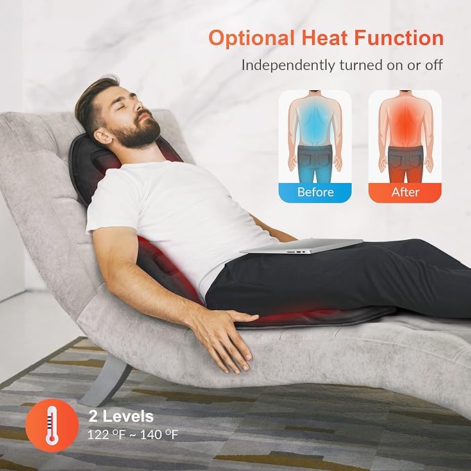 COMFIER Back Massager with Heat, App Control Vibration Massage Seat Cushion, 10 Motors & 3 Heat Levels Chair Massager Pad, Home Office Use