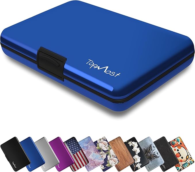 TopMost Aluminum Wallet, Card Case Wallet, Metal RFID Credit Card Holder for Men & Women, 6 Cotton Slots for 10-12 Cards And Bills, Rfd Protective