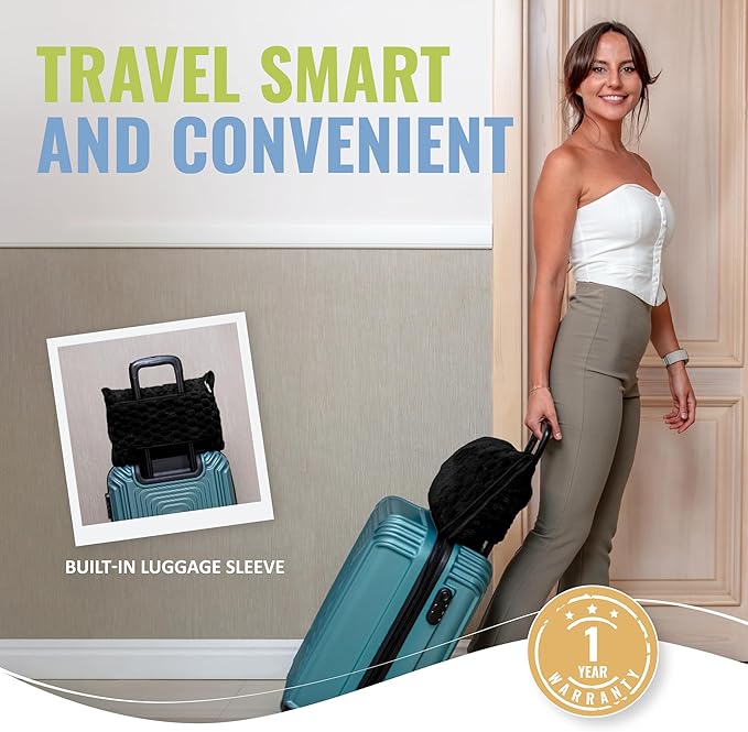 BOACAY Packable Travel Blanket for Airplane, Car - Compact Office Blanket - Portable Pillow for Adults, Kids with Case, Luggage Sleeve, Backpack Clip