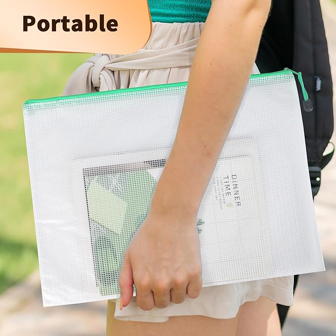 Umriox Zipper Mesh Document Pouch, 6 Assorted Size (6 Colors, 18 Packs), Clear Zipper Pouches, Waterproof Zipper Pouches for Craft Projects Office Supplies Cosmetics Travel Storage