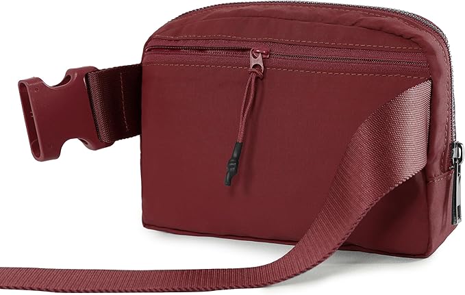 ODODOS Unisex Mini Belt Bag with Adjustable Strap Small Fanny Pack for Workout Running Traveling Hiking, Wine