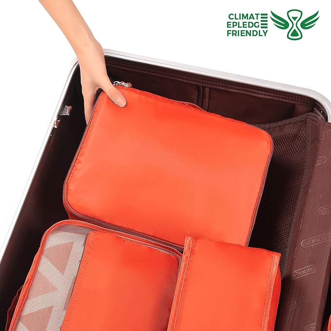 BAGAIL 8 Set Packing Cubes Luggage Packing Organizers for Travel Accessories-Orange