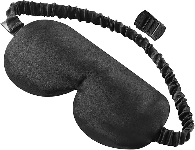 ALASKA BEAR Sleep Mask with Silk-Covered Adjustable Strap for Hair Care, Silk Eye Mask Comfortable Scrunchy Band Over Ears (Built-in Contour Insert, Luxury 22 Momme)