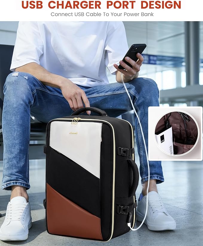 LOVEVOOK Travel Carry on Backpack, Large 40L Personal Item Travel Bag for Men & Women Flight Approved with 3 Packing Cubes, Suitcase Water Resistant Luggage Daypack Business Weekender Bag