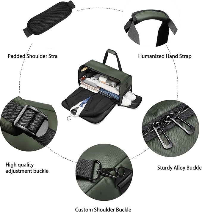 Garment Bags for Travel,45L Carry on Convertible Garment Duffle bag for Men Women - 3 in 1 Hanging Suit Travel Bag with Shoulder Strap