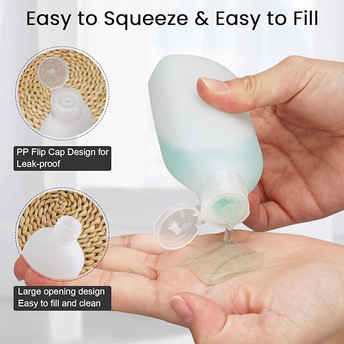 Travel Bottles for Toiletries 10 PCS 3.4oz TSA Approved Travel Shampoo Bottles Leak Proof Plastic Squeeze Bottle Small Cream Jars Refillable Spray Bottle for Shampoo Conditioner Toner