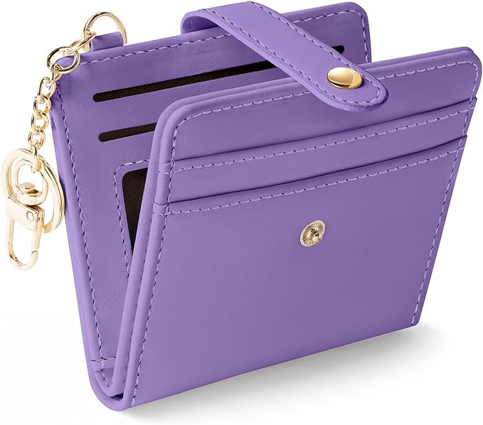Jogjam Purple Rfid Ladies Wallet, Small Slim Thin Compact Credit Card Women Wallet, PU Leather Bifold Cash Zipper Coin Pocket ID Window for Female