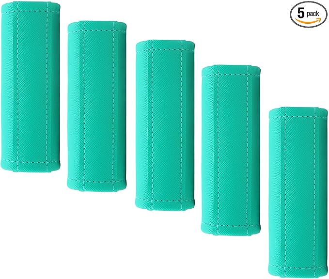 Luggage Handle Wrap 5 Pack-Leather Luggage Handle Wraps for Suitcase/Handbag/Duffel Bag/Car Bright Luggage Identfier/Handle Covers/Grips Luggage Accessories for Travel 3.0 (Turqoise)
