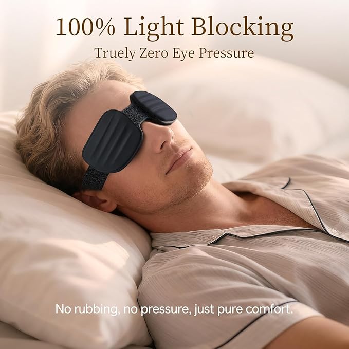 CLOZIA Sleep Mask for Men Women, Adjustable Sleeping Eye Mask, 100% Blocking Eye Masks for Sleep, Soft Comfortable for Travel & Shift Work,Black