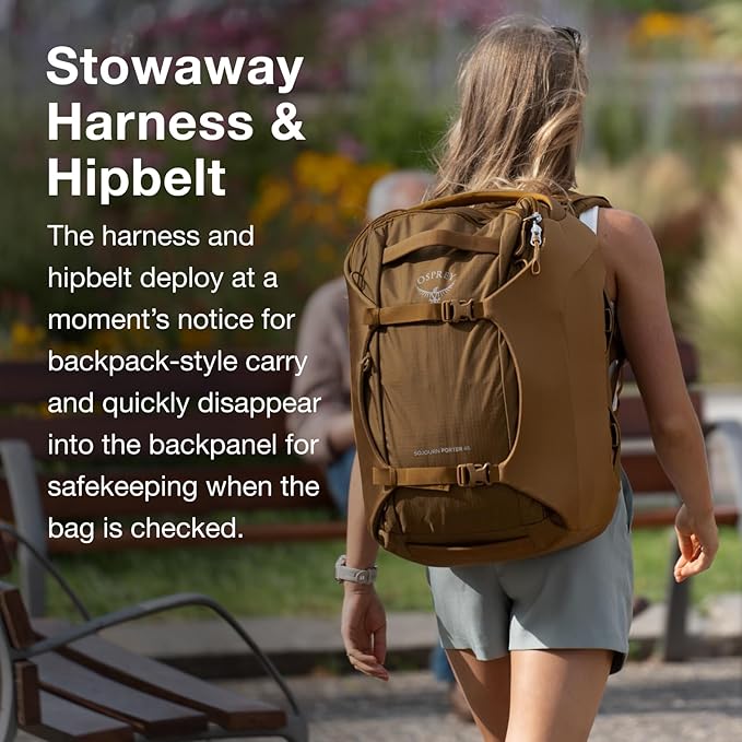 Osprey Sojourn Porter 46L Travel Backpack – Carry-On Compliant Luggage with StraightJacket Compression and Padded Laptop Sleeve – Durable Pack for International or Urban Travel, Black