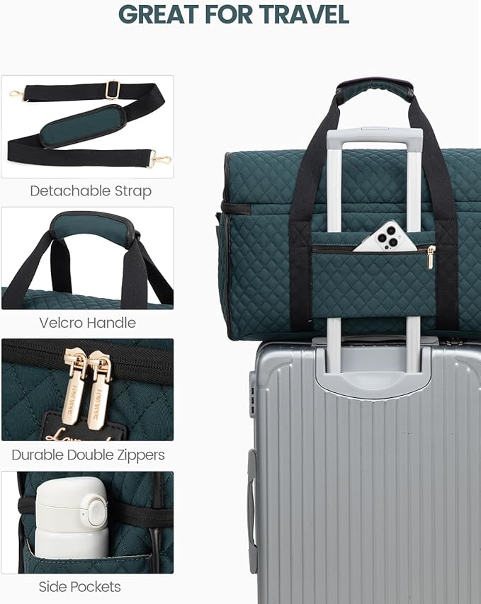 LOVEVOOK Travel Duffle Bag - Weekender & Overnight Bag with Toiletry & Wet Pocket, Carry-On Size, 3pc Set