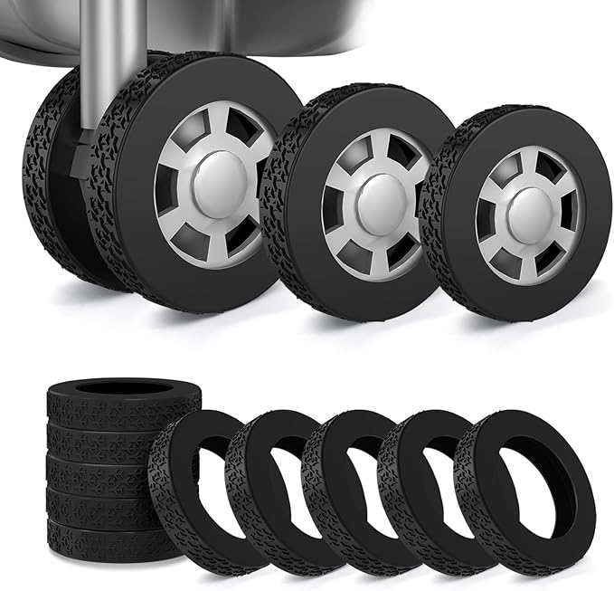 10 Pack Luggage Wheel Covers, 3 Size Protector Cover for 1.89-2.04" Suitcase Spinner Wheels, Upgraded Wear-Resistant, Silent, Shock Absorption Luggage Accessories for Carry-On Travel (Black, S)