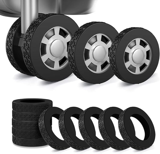 10 Pack Luggage Wheel Covers, 3 Size Protector Cover for 1.89-2.04" Suitcase Spinner Wheels, Upgraded Wear-Resistant, Silent, Shock Absorption Luggage Accessories for Carry-On Travel (Black, S)