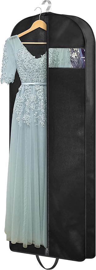 KIMBORA 60" Dress Garment Bags for Hanging Clothes Travel, Gusseted Garment Bags for Closet Storage with Handles for Long Gowns, Coats
