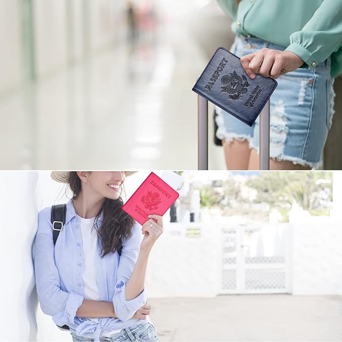 Eoehro Passport Holder for Travel Essentials-2Pack, Passport Wallet Cover Case for Travel Must Haves Accessories,Passport Book Holders for Women and Men