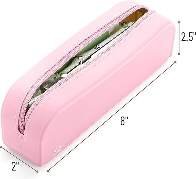 Mr. Pen- Silicone Pencil Case, Light Pink Pencil Pouch, Pencil Case Small, Pencil Pouch Aesthetic