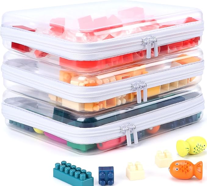 3 Pack Clear Hard Shell Zipper Case, Clear Zipper Pouches Waterproof Makeup Organizer & Travel Toiletry Bag, Diaper Bag Organizing Pouches, Plastic Pouch for Office Home Storage, Large Size